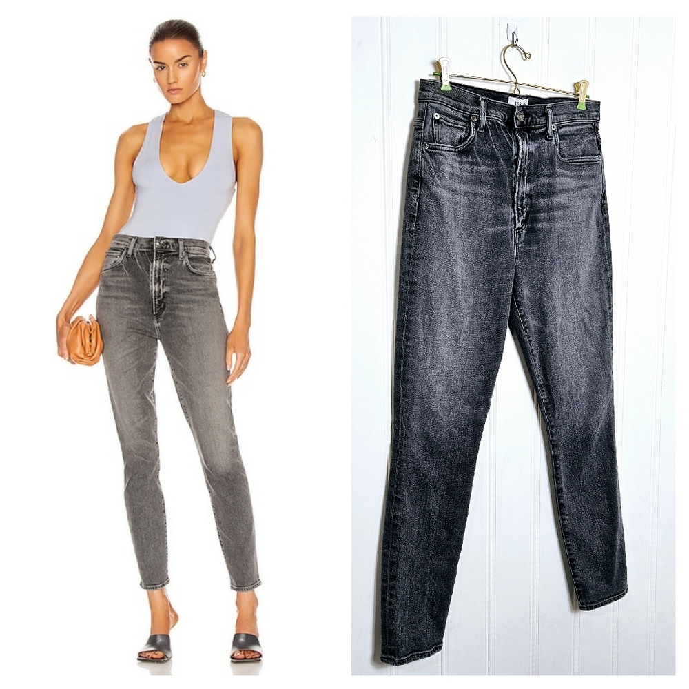 Agolde Pinch Waist High Rise Straight Leg Jeans Black Wash Size 28 USA